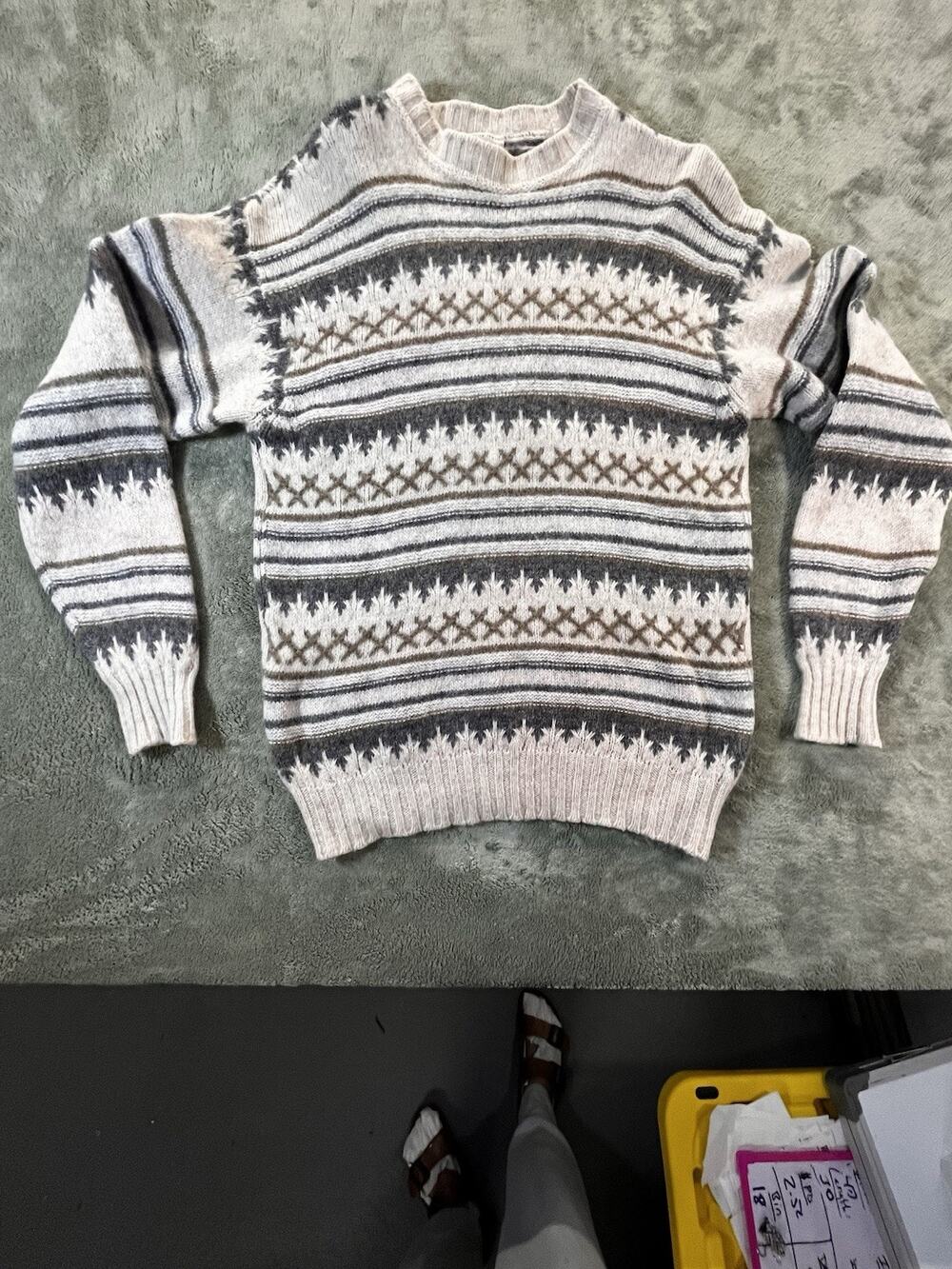 Vintage 80s Benetton Pure Shetland Wool Fair Isle Sweater Made in Italy